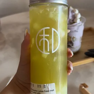 Honeydew Lychee Fresh Fruit Tea with Lychee Jelly