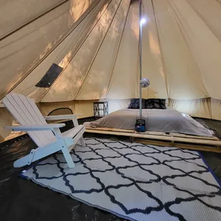 Inside one of our Glamping Tents