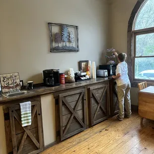 Breakfast nook with free pastries