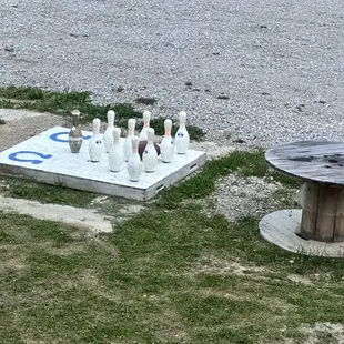 Football  bowling out back