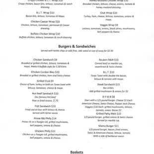 Wraps, Burgers, Sandwiches, &amp; Baskets