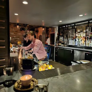 a man preparing food in a restaurant