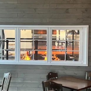 a fire in the window