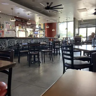 Clean and fresh decor. Nice looking bar.