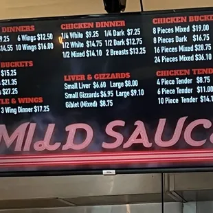 the menu for the mid sauce