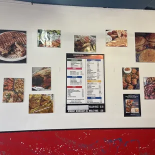 Inside menu on wall