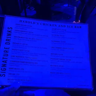 Signature drink menu