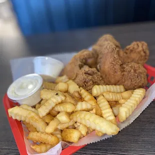 fried chicken and french fries