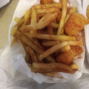 Catfish nuggets and fries.