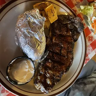 Ribeye steak dinner; she loved it.
