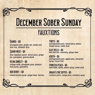 Drink menu for December!