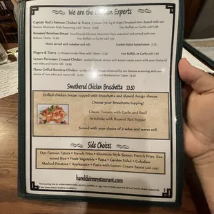 a menu for a restaurant