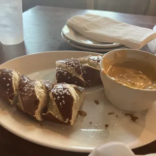 Pretzel with beer cheese