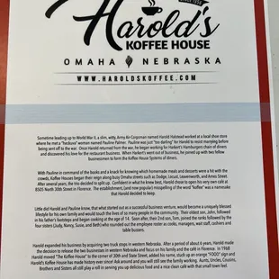 You have to know the history! Back side of menu.