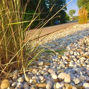 a view of a gravel road