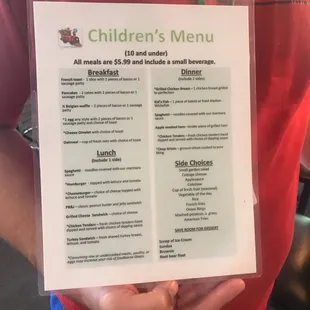 Children&apos;s menu