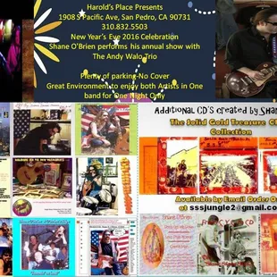 New Year's Eve 2016 Poster Live Band/No Cover Shane O'Brien with the Andy Walo Trio