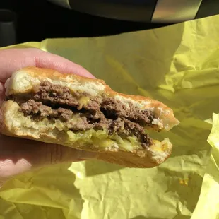 Great Cheeseburger! On this one I requested half the cheese normally put on it. The first one I had, had the full cheese, and it&apos;s a lot!