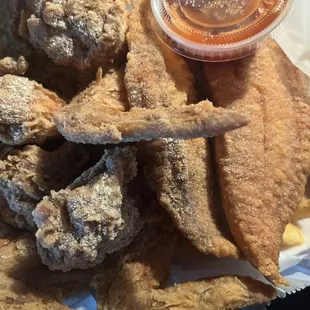 Fish and wing combo with lemon pepper and mild sauce