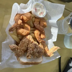 Shrimp and wing combo with coleslaw