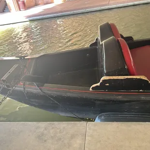 Large spider web with spider in the spot where the gondolier stands... yeah, right behind your back..