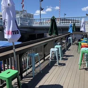 The outdoor bar area