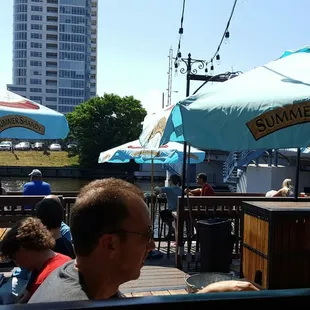 Great deck to boat up to on the Milwaukee river