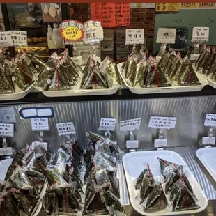 Stash of rice balls selections