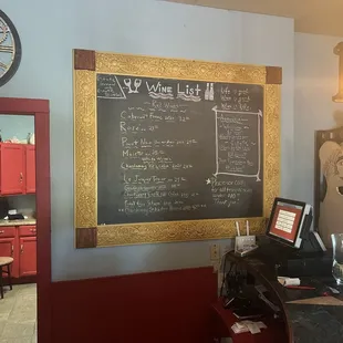 a chalkboard with a menu on it