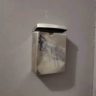 Feminine trash bin, above toilet