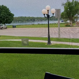 View of the lake from the enclosed porch.