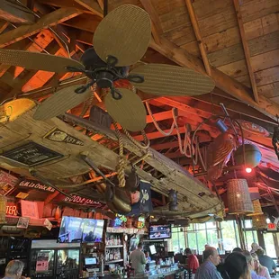 View of the ceiling and the bar.