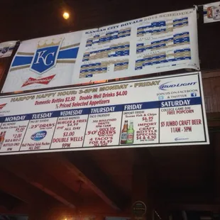 Daily specials and happy hour