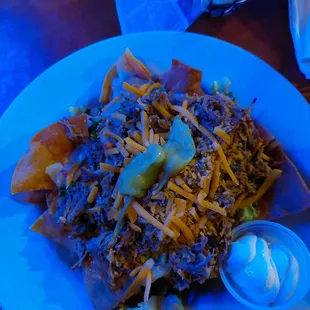 Shredded pork nachos