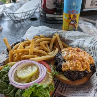Triple Cheddar Pimento Burger