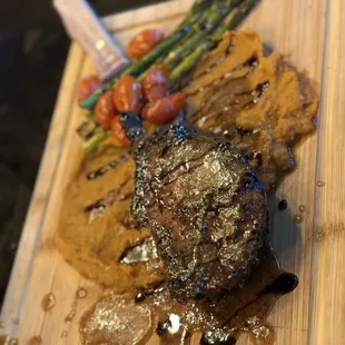 Pork chop with sweet potato mash