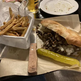 Cheese steak hero w/ fries