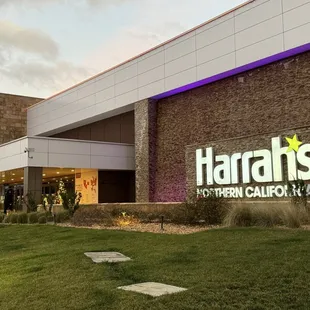 The outside sign and entrance to the casino floor is beautiful with a water cascading down from the top of the building