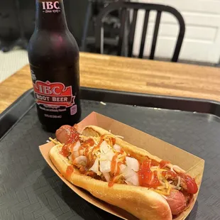 Hot dog with chili &amp; cheese