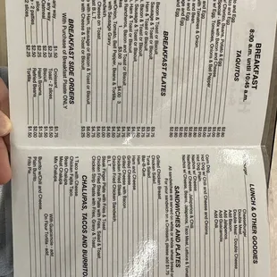 menu