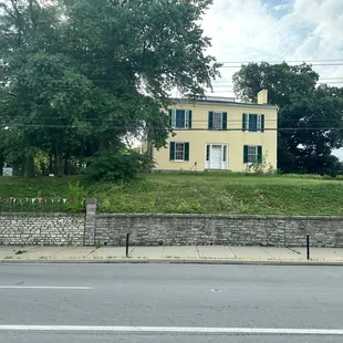 Across the street from the house