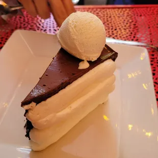 Chocolate cake with whipped cream