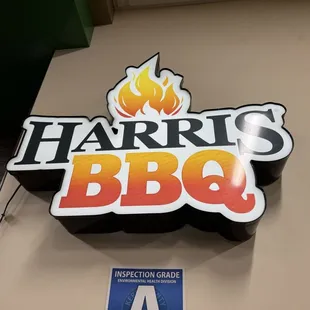 Signage inside the restaurant