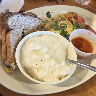 Veggie omelette (not egg whites), grits &amp; toast