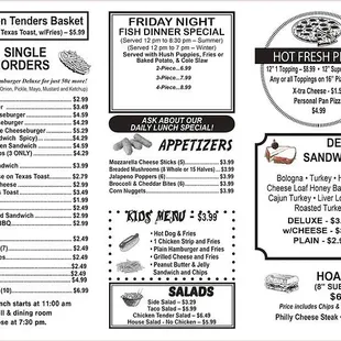 a menu for a restaurant