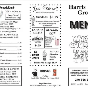 a menu for a restaurant