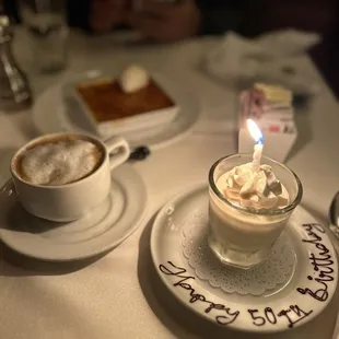 Birthday mousse and crème brûlée