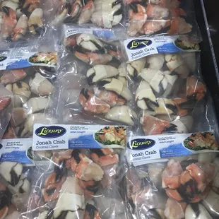 a display of frozen seafood