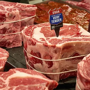 a display of raw beef