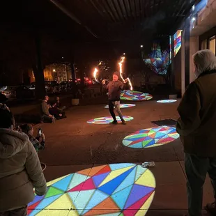 Fire hoop dancers